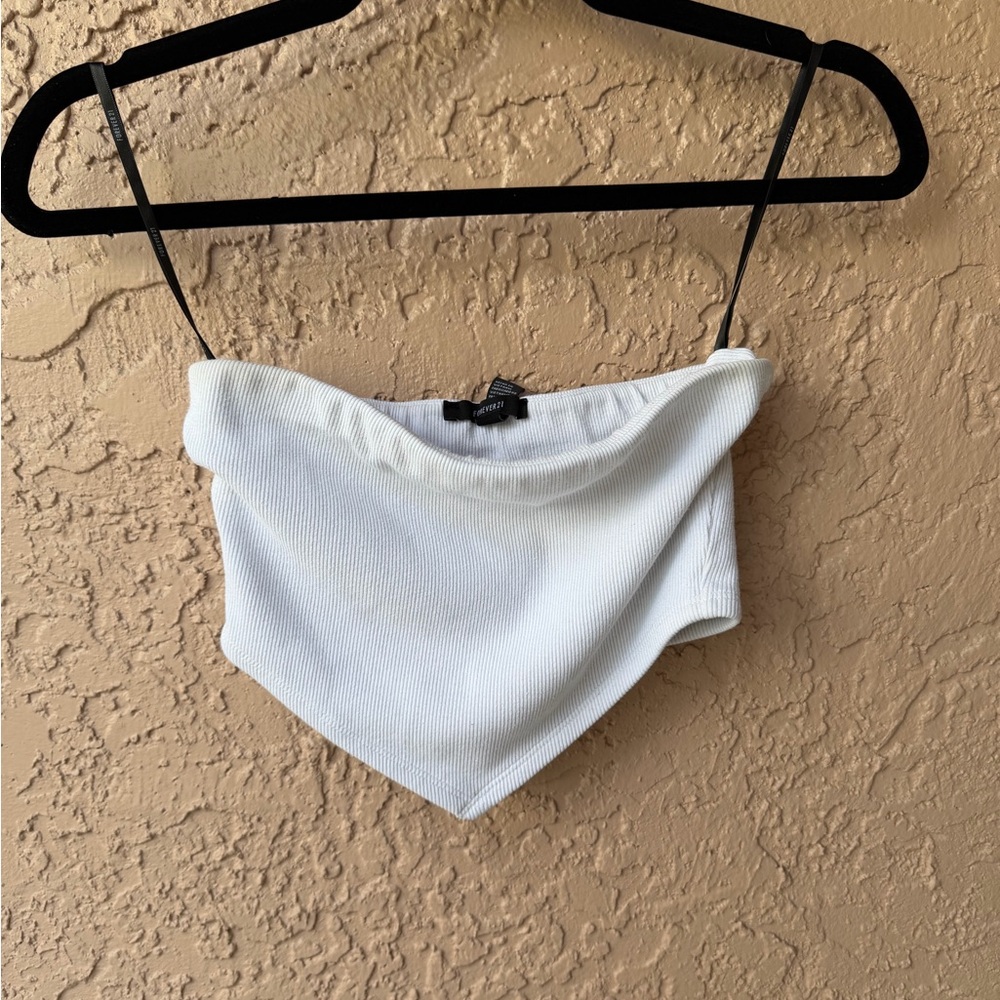 White Knit Bandana Crop Top